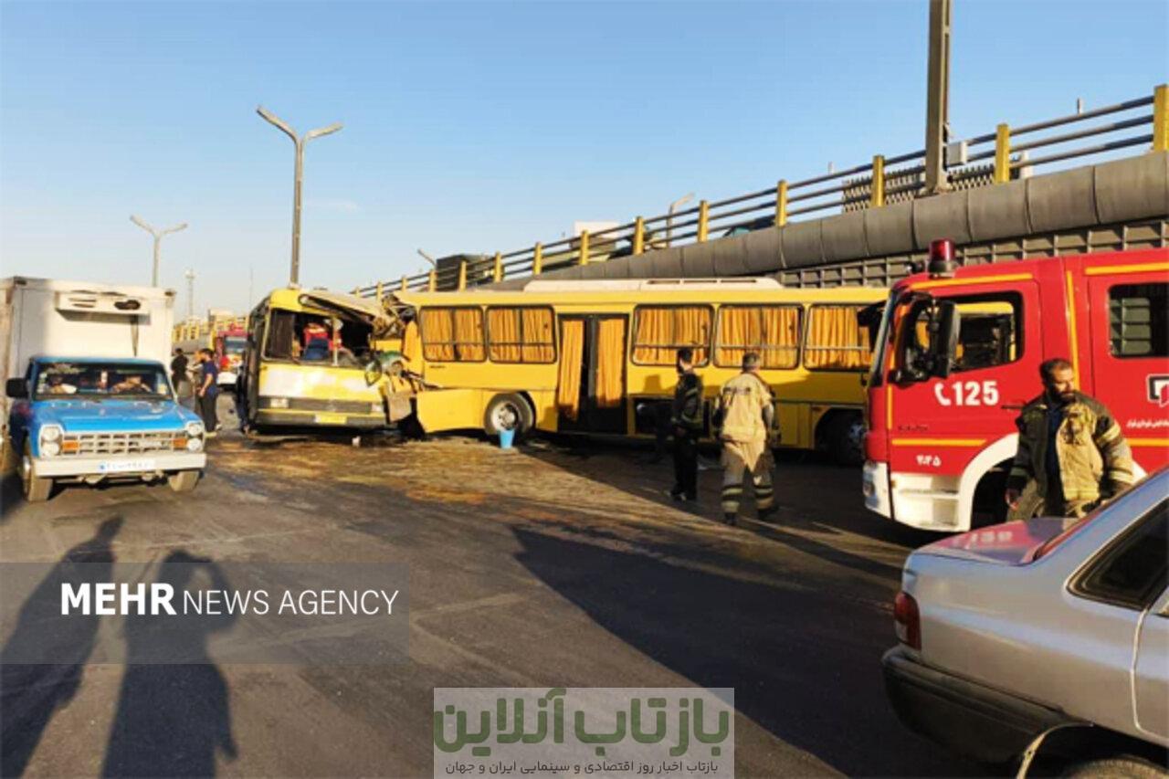 تعداد مصدومین تصادف ۲ اتوبوس در جاده مخصوص کرج به ۲۶ نفر رسید